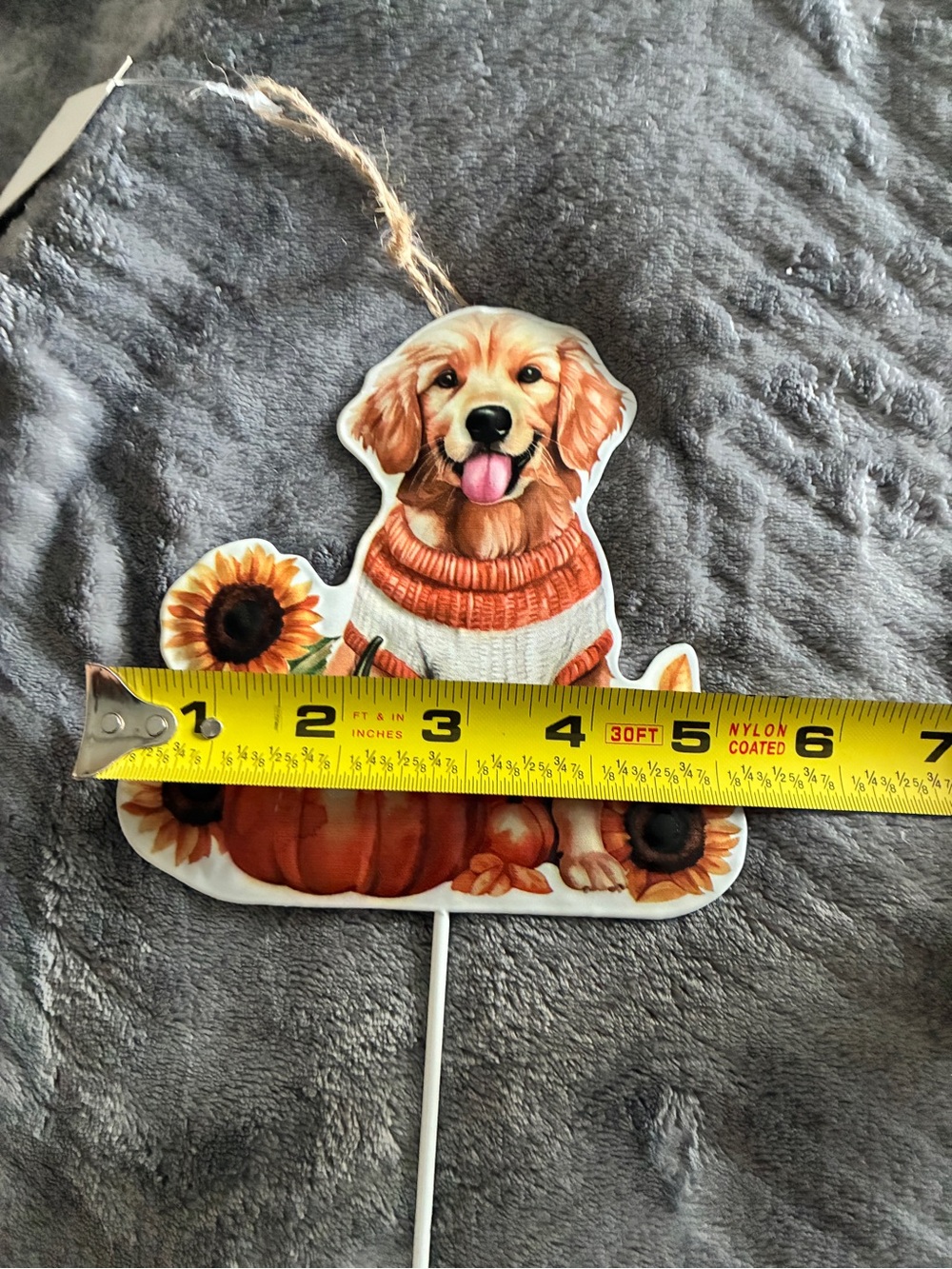 Fall Golden Retriever Dog Garden Yard Potted Plant Stake Sunflowers Pumpkins NEW - Picture 4 of 6